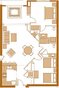 2 bedroom condo floor plan at Chula Vista Resort in the Wisconsin Dells